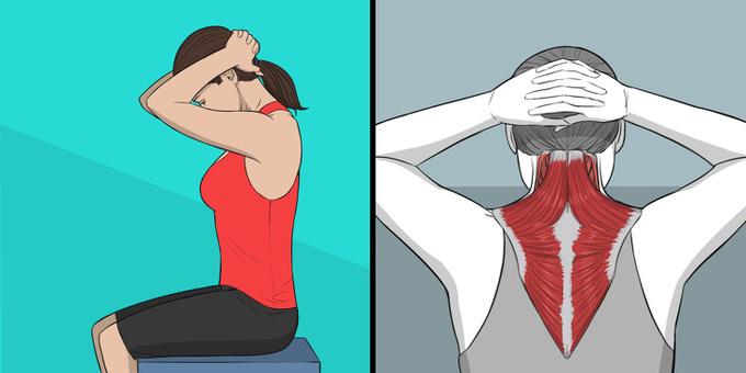 Bài tập giúp phần cơ ở phía sau cổ với vùng lưng trên có thể căng duỗi hết mức có thể