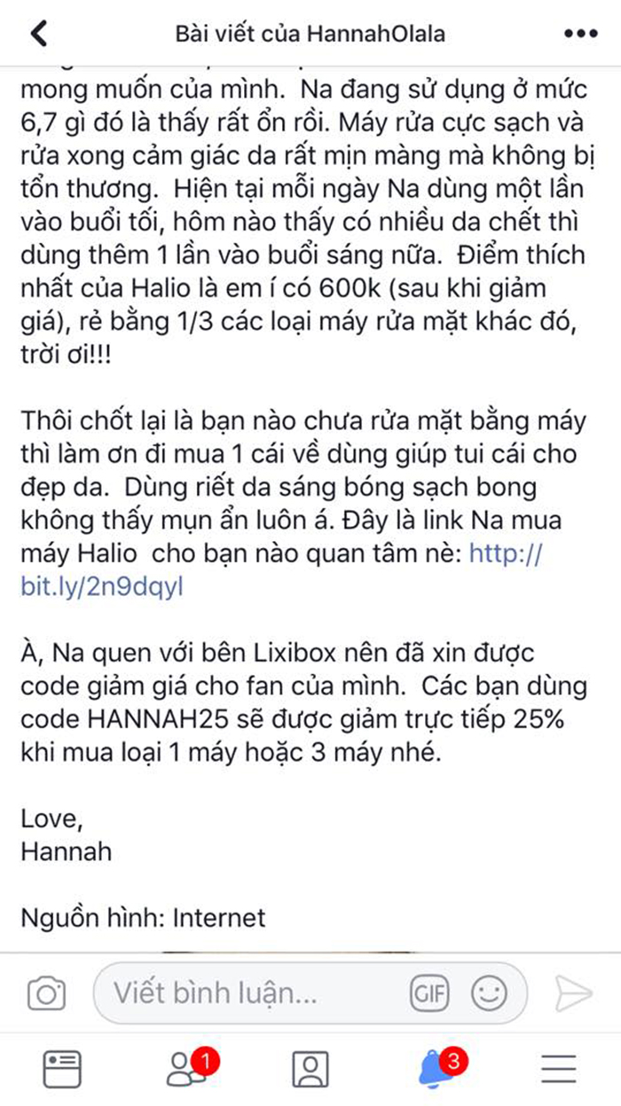 Hannah Olala bị bốc phốt PR Halio của Lixibox