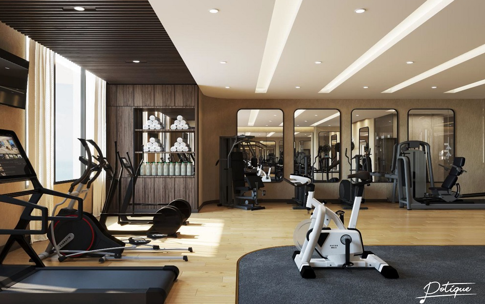 Trung Tâm Gym & Fitness tại Potique Hotel với hệ thống các trang thiết bị vận hành tập luyện được thiết kế theo tiêu chuẩn Châu Âu