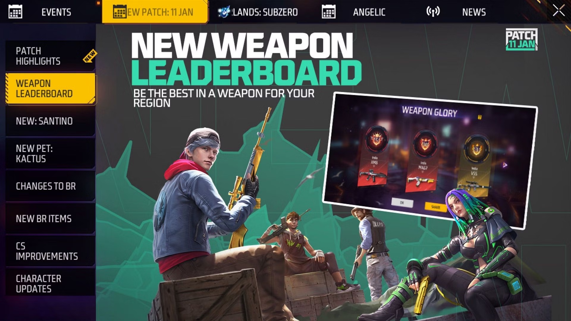 Bảng xếp hạng vũ khí mới sẽ hiển thị những vũ khí mà người chơi dùng tốt nhất